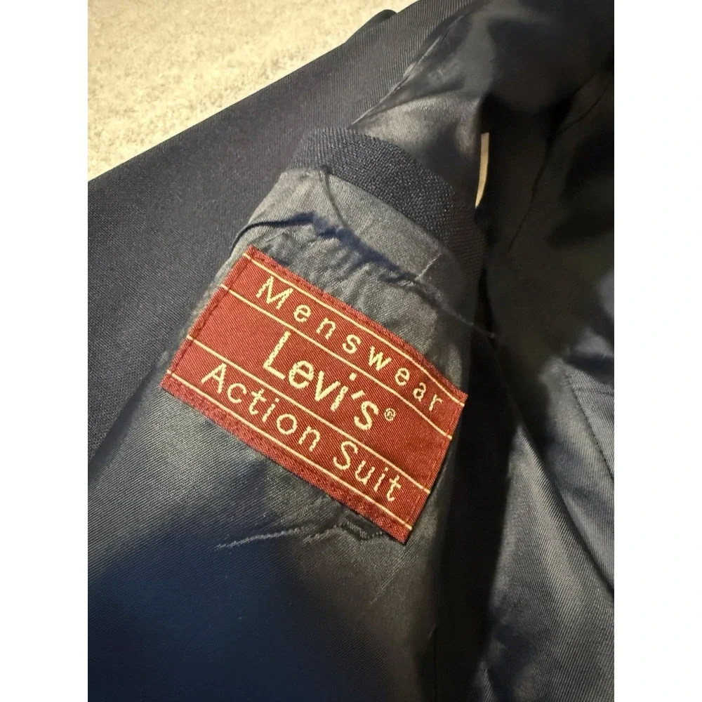 Vintage Levi's Men's 42L Menswear Action Navy Blue Suit Coat Jacket Business